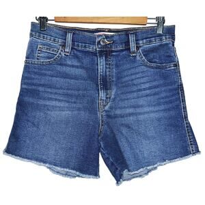 Levi Signature Women's Size 2 High-Rise Medium Wash Frayed Denim Cutoff Shorts